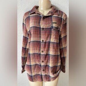 Stanley Red and Cream Plaid Shirt button up western long sleeve farm style